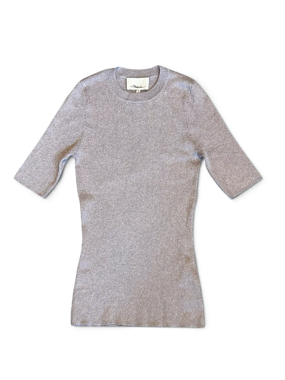 3.1 Phillip Lim Women’s Sz XS Purple Knit Sweater Shimmering Stretch Crew Neck